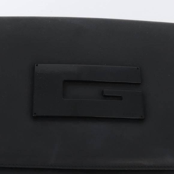 GUCCI Shoulder Bag Leather Black Silver 001 3064 Auth BSZ351