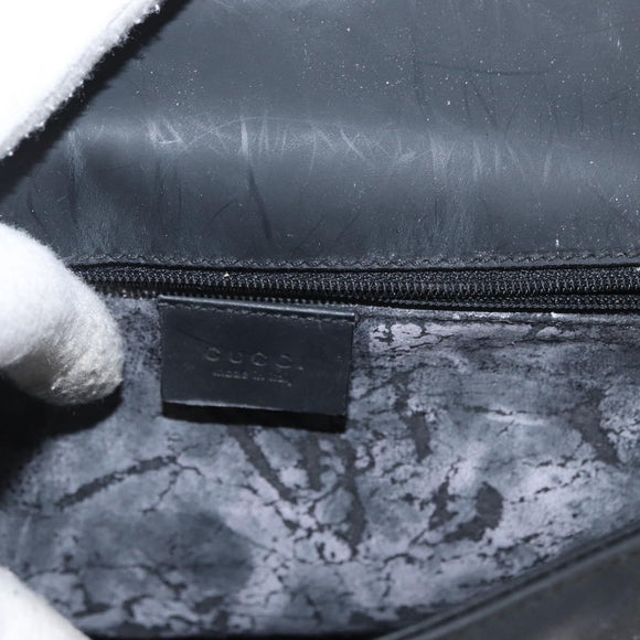 GUCCI Shoulder Bag Leather Black Silver 001 3064 Auth BSZ351