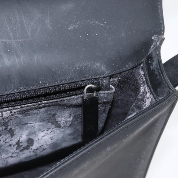 GUCCI Shoulder Bag Leather Black Silver 001 3064 Auth BSZ351