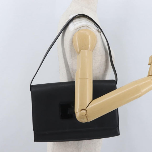 GUCCI Shoulder Bag Leather Black Silver 001 3064 Auth BSZ351