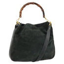 GUCCI Bamboo Shoulder Bag Suede 2way Green Gold 001 3754 Auth BSZ354-1