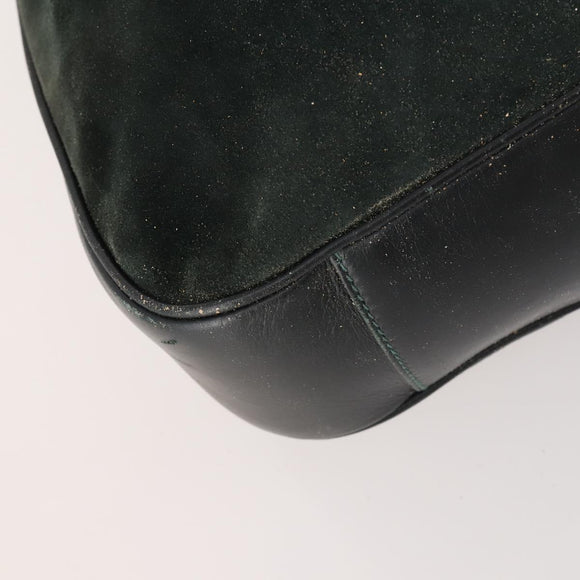 GUCCI Bamboo Shoulder Bag Suede 2way Green Gold 001 3754 Auth BSZ354