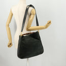 GUCCI Bamboo Shoulder Bag Suede 2way Green Gold 001 3754 Auth BSZ354-23