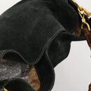 GUCCI Bamboo Shoulder Bag Suede 2way Green Gold 001 3754 Auth BSZ354-6