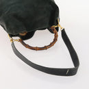 GUCCI Bamboo Shoulder Bag Suede 2way Green Gold 001 3754 Auth BSZ354-7
