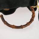GUCCI Bamboo Shoulder Bag Suede 2way Green Gold 001 3754 Auth BSZ354-9