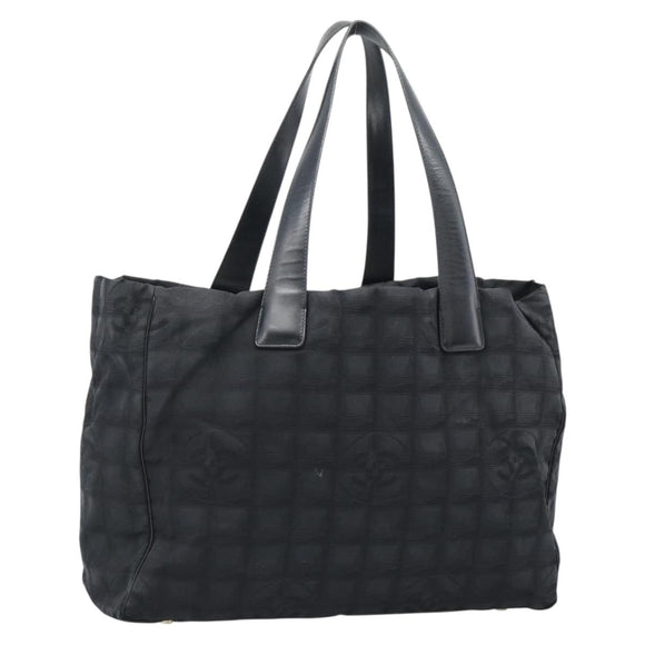 CHANEL New Travel Line Tote Bag Nylon Black Gold CC Auth BSZ356