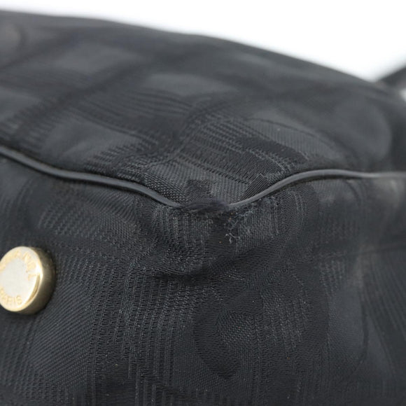 CHANEL New Travel Line Tote Bag Nylon Black Gold CC Auth BSZ356