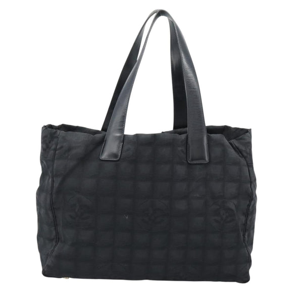 CHANEL New Travel Line Tote Bag Nylon Black Gold CC Auth BSZ356
