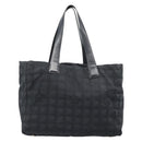 CHANEL New Travel Line Tote Bag Nylon Black Gold CC Auth BSZ356-2
