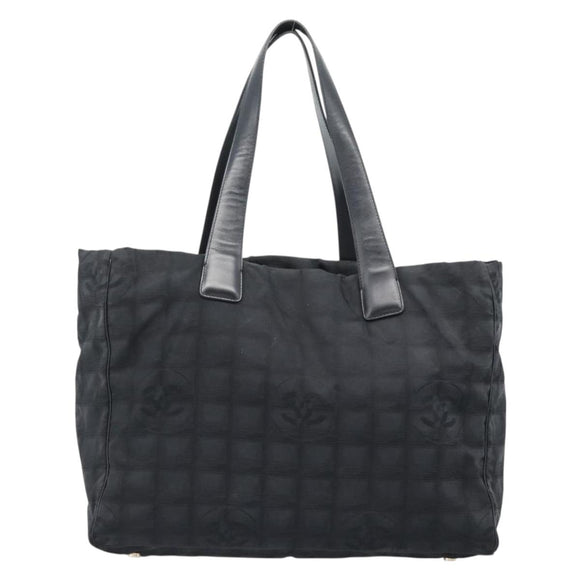 CHANEL New Travel Line Tote Bag Nylon Black Gold CC Auth BSZ356