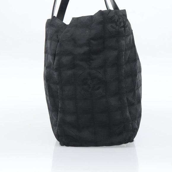 CHANEL New Travel Line Tote Bag Nylon Black Gold CC Auth BSZ356