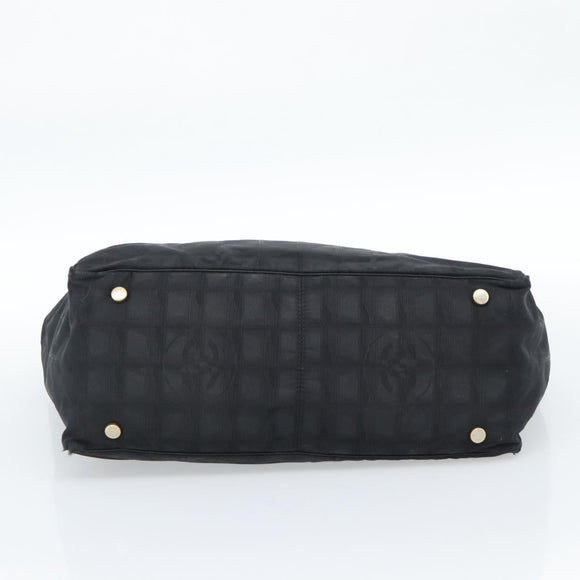 CHANEL New Travel Line Tote Bag Nylon Black Gold CC Auth BSZ356