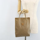 CELINE Macadam Canvas Hand Bag PVC Beige Gold Auth BSZ357-19