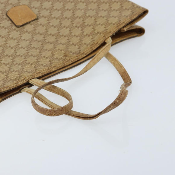 CELINE Macadam Canvas Hand Bag PVC Beige Gold Auth BSZ357