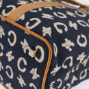 CELINE C Macadam Canvas Hand Bag Navy Gold Auth BSZ358V-16