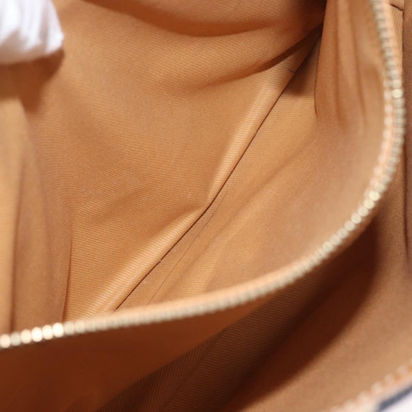 CELINE C Macadam Canvas Hand Bag Navy Gold Auth BSZ358V