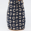 CELINE C Macadam Canvas Hand Bag Navy Gold Auth BSZ358V-3