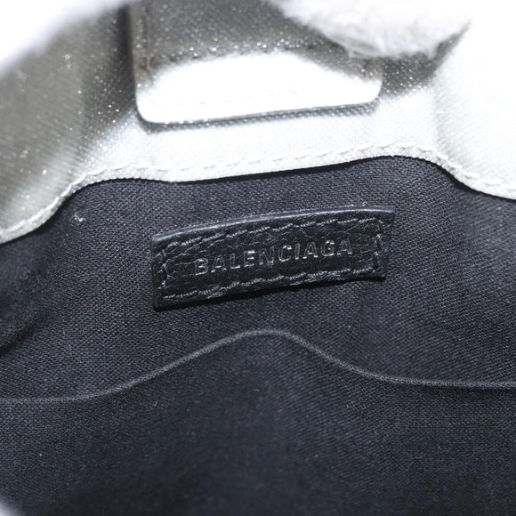 BALENCIAGA Shopping Tote Bag Tote Bag Coated Canvas Silver 693805 Auth BSZ360