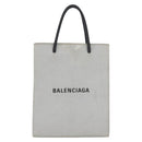 BALENCIAGA Shopping Tote Bag Tote Bag Coated Canvas Silver 693805 Auth BSZ360-2