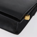 CELINE Schoudertas met paardenkoets Leer Zwart Goud Auth BSZ366-16