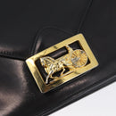 CELINE Schoudertas met paardenkoets Leer Zwart Goud Auth BSZ366-17