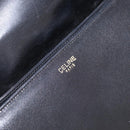 CELINE Schoudertas met paardenkoets Leer Zwart Goud Auth BSZ366-19