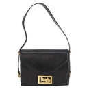 CELINE Schoudertas met paardenkoets Leer Zwart Goud Auth BSZ366-13