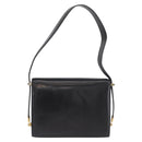 CELINE Schoudertas met paardenkoets Leer Zwart Goud Auth BSZ366-2
