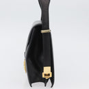 CELINE Schoudertas met paardenkoets Leer Zwart Goud Auth BSZ366-3