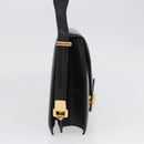 CELINE Schoudertas met paardenkoets Leer Zwart Goud Auth BSZ366-4