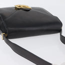 CELINE Schoudertas met paardenkoets Leer Zwart Goud Auth BSZ366-6