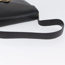 CELINE Schoudertas met paardenkoets Leer Zwart Goud Auth BSZ366-7
