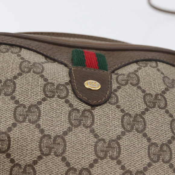 GUCCI GG Supreme Web Sherry Line Bag PVC Beige Gold 89 02 066i Auth BSZ370