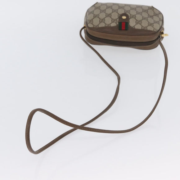 GUCCI GG Supreme Web Sherry Line Bag PVC Beige Gold 89 02 066i Auth BSZ370