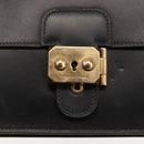 HERMES Pochette jet Clutch Bag Leather Black Gold Auth BSZ371-12