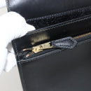 HERMES Pochette jet Clutch Bag Leather Black Gold Auth BSZ371-21