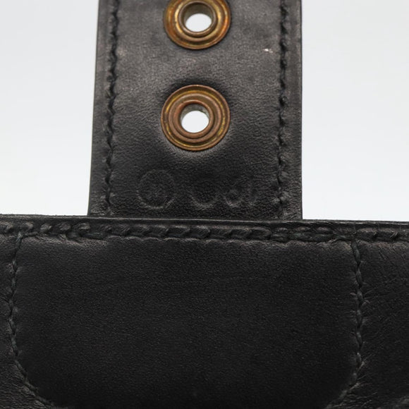 HERMES Pochette jet Clutch Bag Leather Black Gold Auth BSZ371