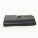 HERMES Pochette jet Clutch Bag Leather Black Gold Auth BSZ371-6