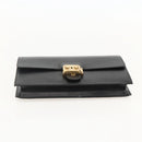 HERMES Pochette jet Clutch Bag Leather Black Gold Auth BSZ371-7