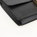 HERMES Pochette jet Clutch Bag Leather Black Gold Auth BSZ371-9