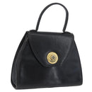 GIVENCHY Hand Bag Leather Black Gold Auth BSZ372-1