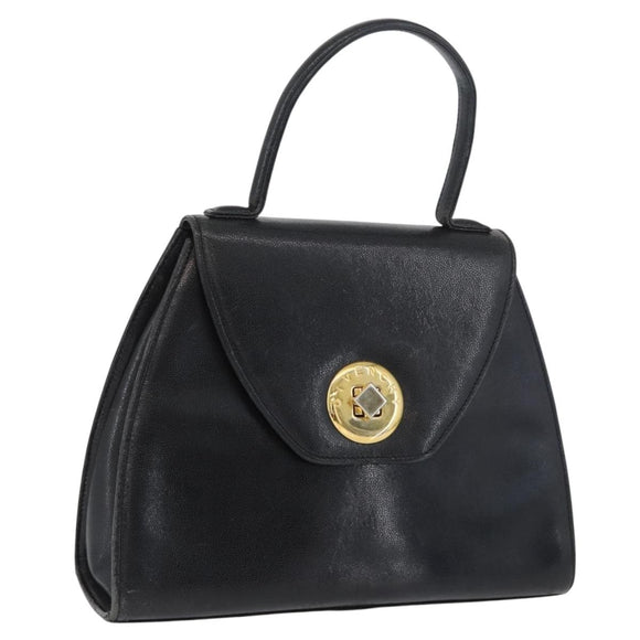 GIVENCHY Hand Bag Leather Black Gold Auth BSZ372