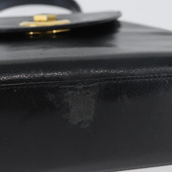 GIVENCHY Hand Bag Leather Black Gold Auth BSZ372