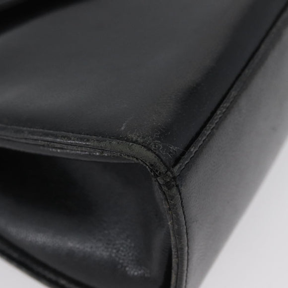 GIVENCHY Hand Bag Leather Black Gold Auth BSZ372