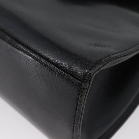 GIVENCHY Hand Bag Leather Black Gold Auth BSZ372