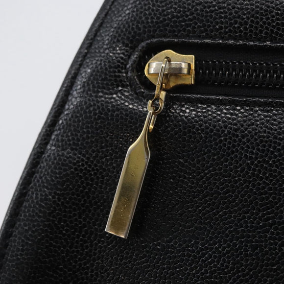 GIVENCHY Hand Bag Leather Black Gold Auth BSZ372