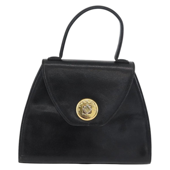 GIVENCHY Hand Bag Leather Black Gold Auth BSZ372