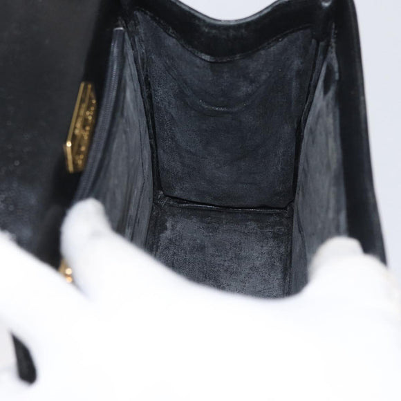 GIVENCHY Hand Bag Leather Black Gold Auth BSZ372