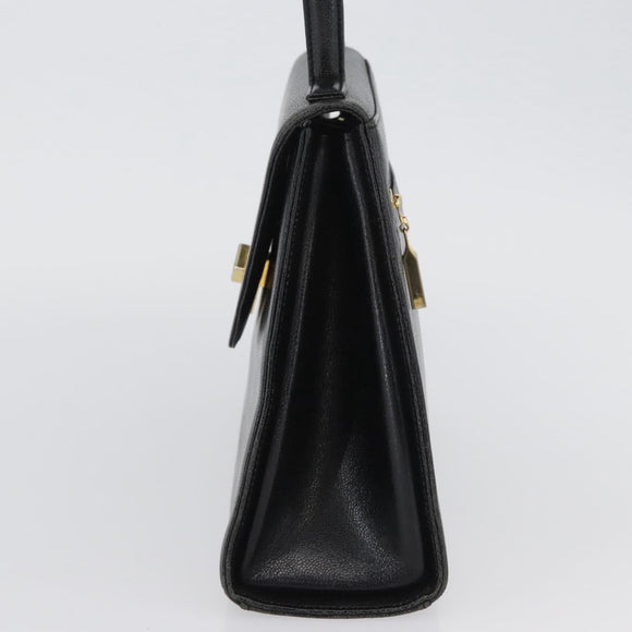 GIVENCHY Hand Bag Leather Black Gold Auth BSZ372